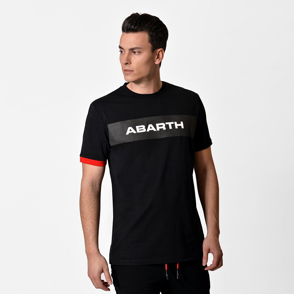 Abarth Herren T-Shirt mit weißem Abarth 3D-Schriftzug | Farbe Schwarz 